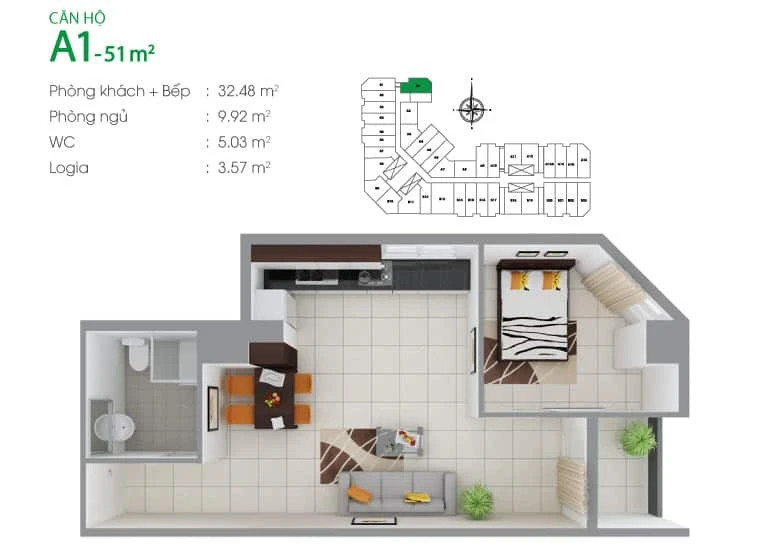 Mặt bằng Căn A1