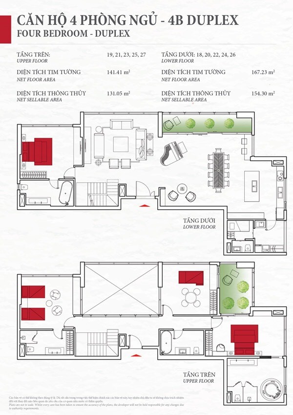 Mặt bằng Duplex 4PN loại B