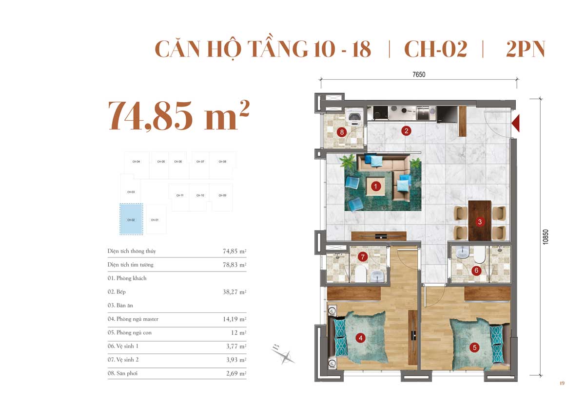 Mặt bằng Căn CH-02
