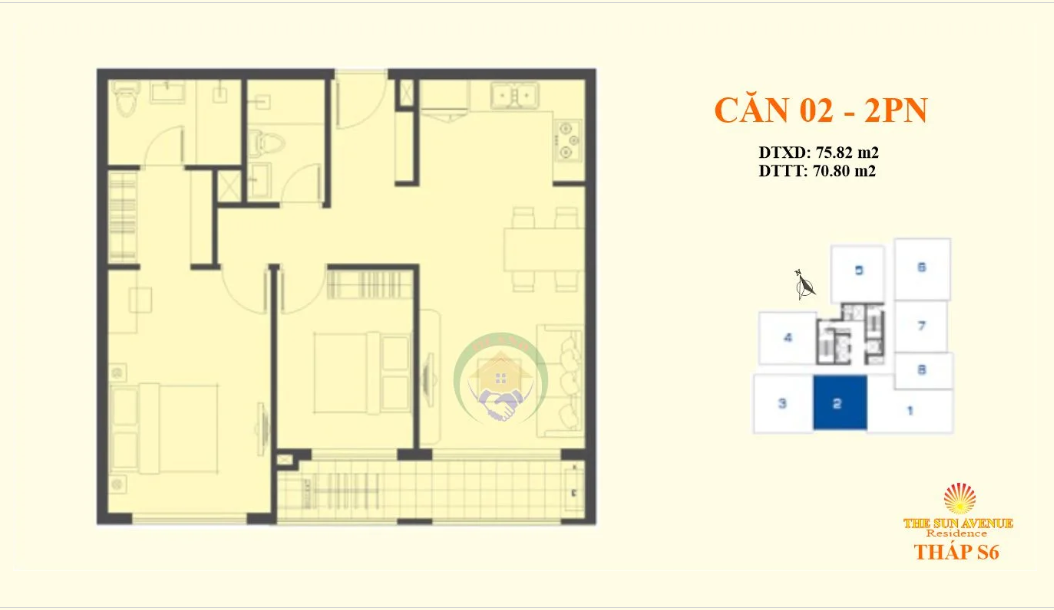 Mặt bằng 2PN A (Block S6&S7)
