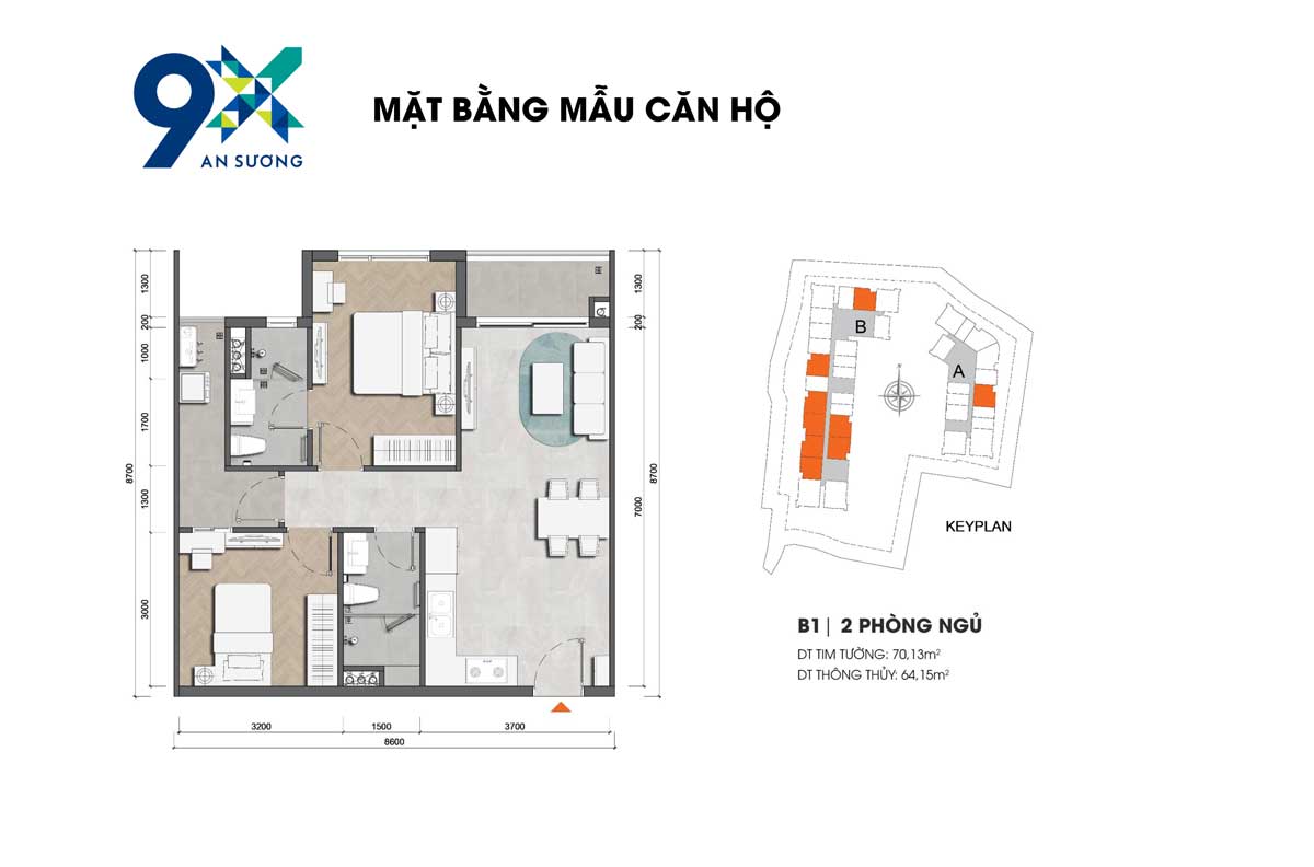 Mặt bằng Căn loại B1