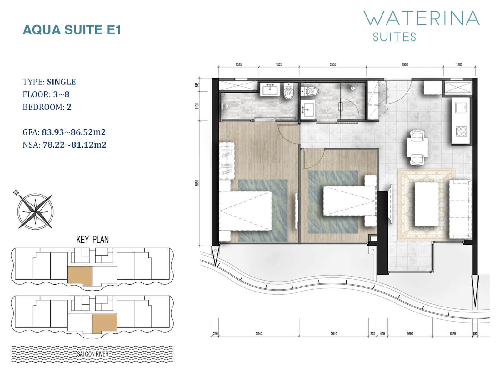 Mặt bằng Aqua Suite E1