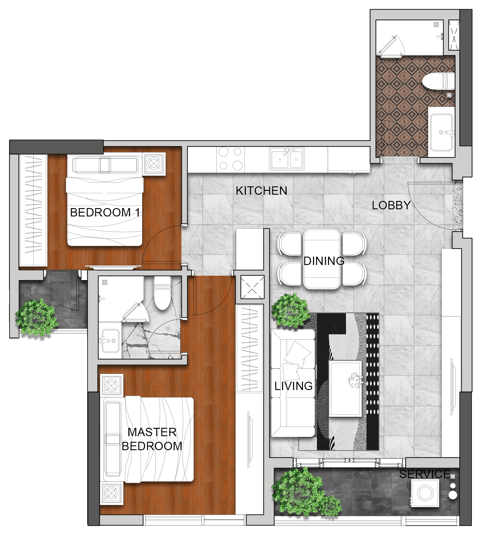 Mặt bằng 2BR-E1